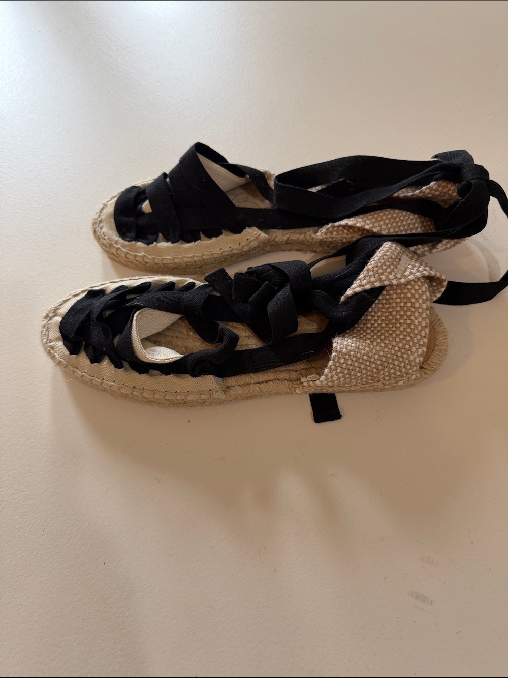 Castaner Black Lace-Up Espadrille Sandals Sz 38 (7.5).  Bag1.  New. No box